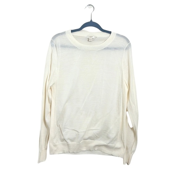 J. Crew Ivory Merino Wool Sheer Capsule Wardrobe Neutral Sweater Size XL Career - Picture 1 of 10